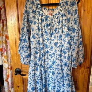 Flying Tomato White and Blue Floral Dress